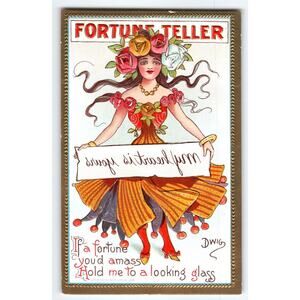 Fantasy Postcard Dwig Hold To Mirror My Heart Is Yours Fortune Teller Witch 1909